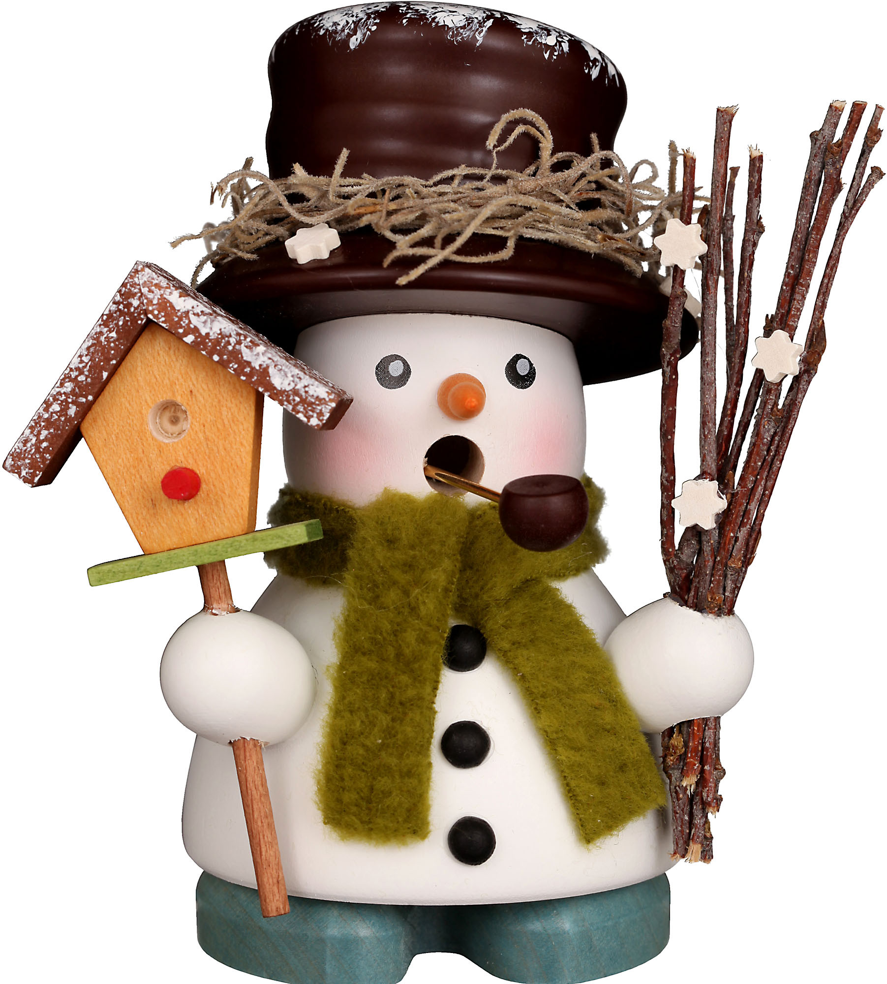 Räuchermann Schneemann mit Vogelhaus Räuchermann Schneemann mit Vogelhaus