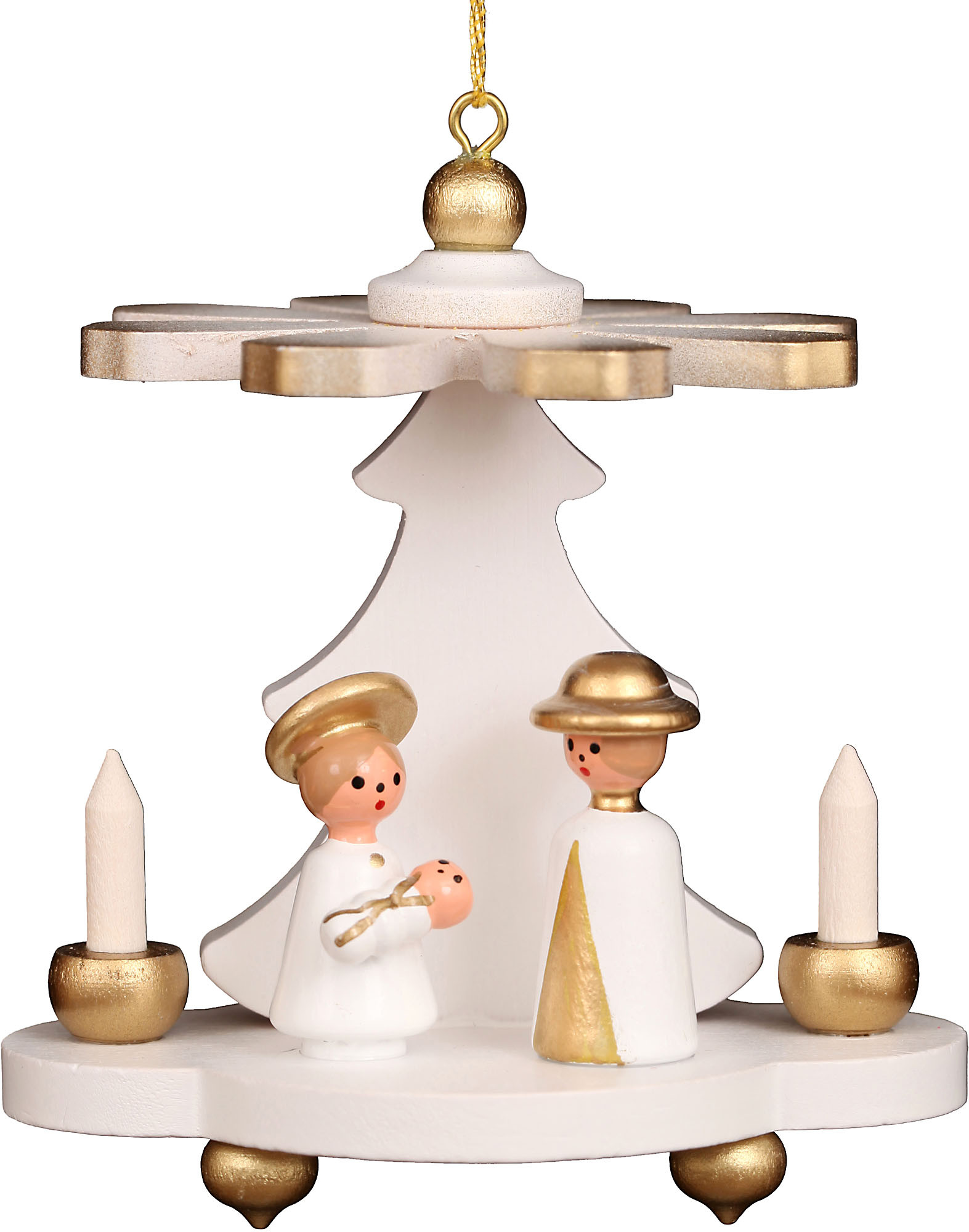 Baumbehang Pyramide weiß mit Heiliger Familie