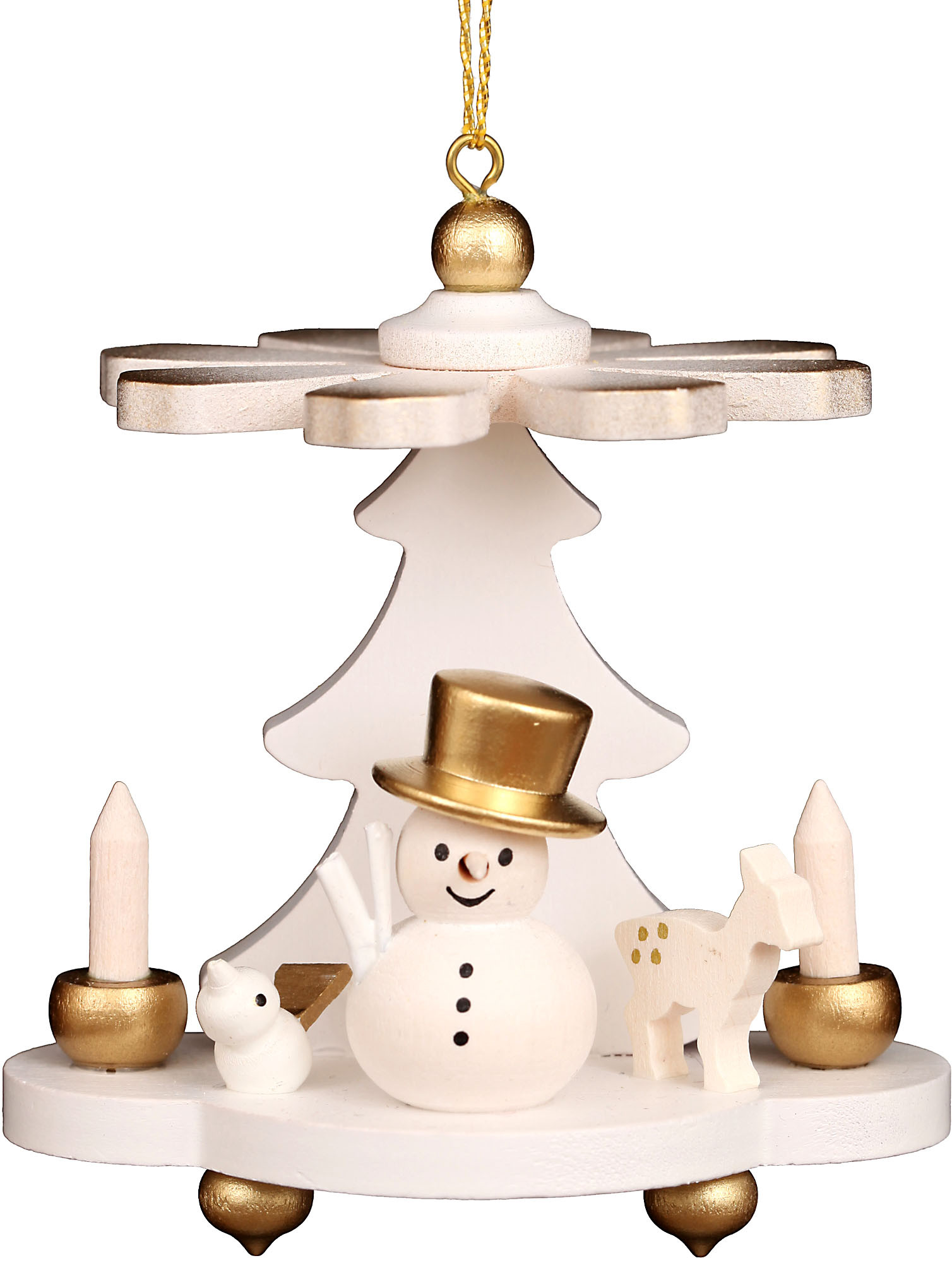 Baumbehang Pyramide weiß mit Schneemann