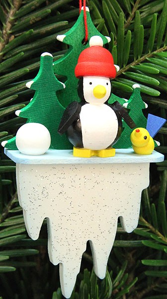 Baumbehang Pinguin auf Eiszapfen Baumbehang Pinguin auf Eiszapfen