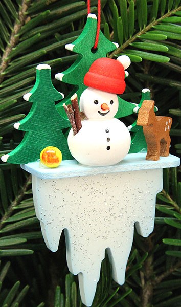 Baumbehang Schneemann auf Eiszapfen Baumbehang Schneemann auf Eiszapfen