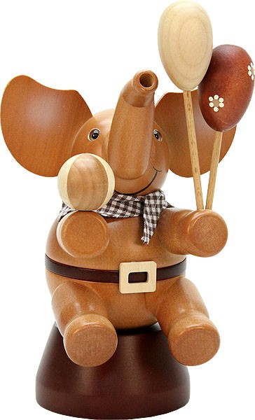 Räuchermann Elefant mit Spielzeug natur