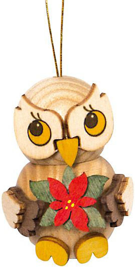 Baumbehang Eulenkind mit Weihnachtsstern