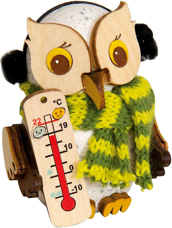 Mini-Schnee-Eule mit Thermometer