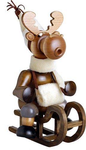 Räucherfigur Elch mit Schlitten Räucherfigur Elch mit Schlitten