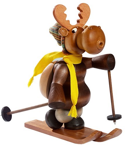 Räucherfigur Elch mit Skier Räucherfigur Elch mit Skier