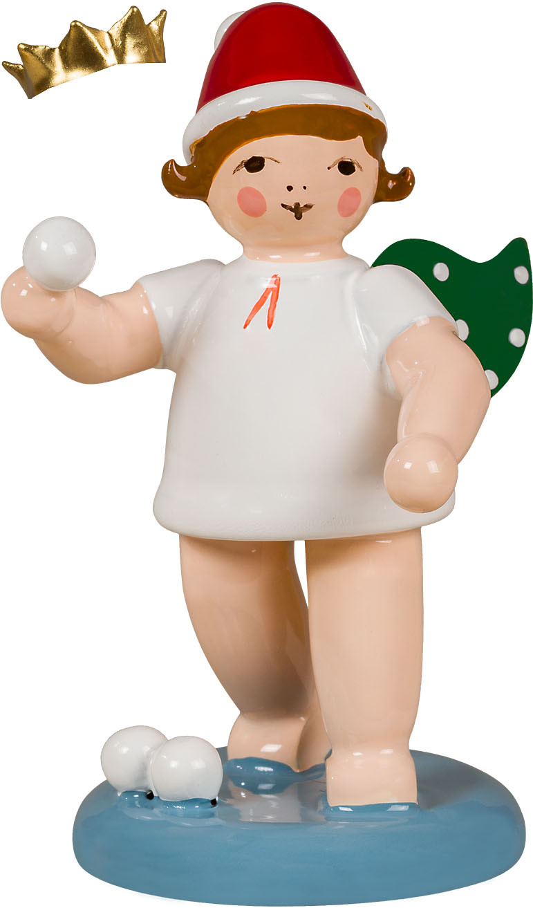 Weihnachtsengel Schneeballwerfer, mit Krone