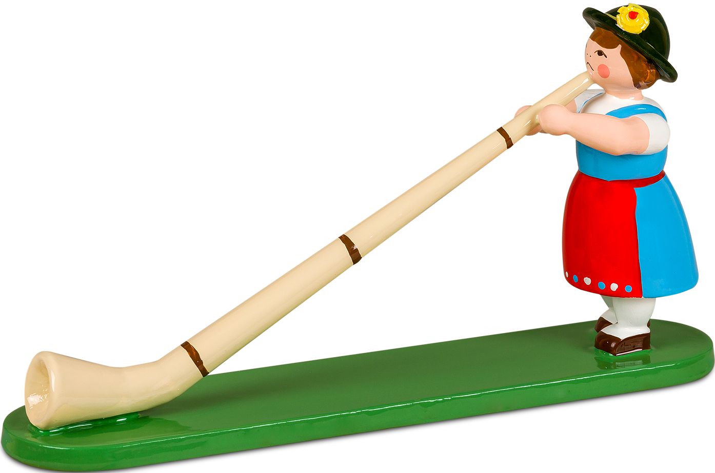 Musikantin mit Alphorn, farbig