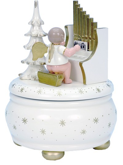 Spieldose Engel an Orgel weiß Spieldose Engel an Orgel weiß