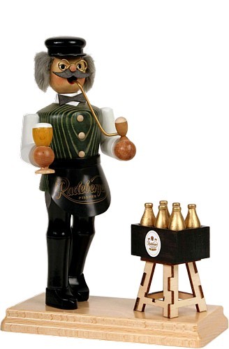 Räuchermann Gastwirt mit Bierkasten - Radeberger, grüne Weste Räuchermann Gastwirt mit Bierkasten - Radeberger, grüne Weste