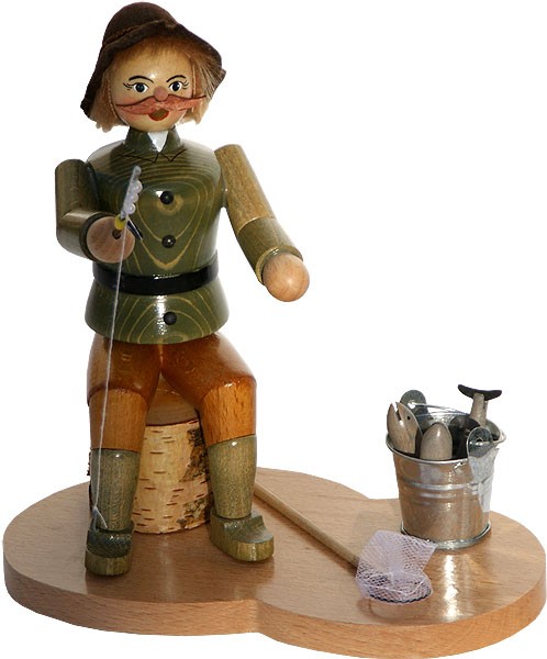 Räuchermann Angler sitzend