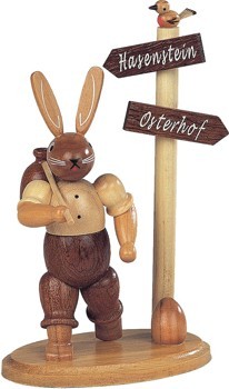 Hase Wanderer am Wegweiser Hase Wanderer am Wegweiser