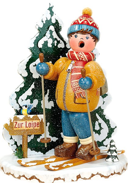 Räuchermann Winterkinder Schneeschuhfahrer