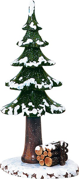 Winterkinder - Winterbaum mit Holzstapel