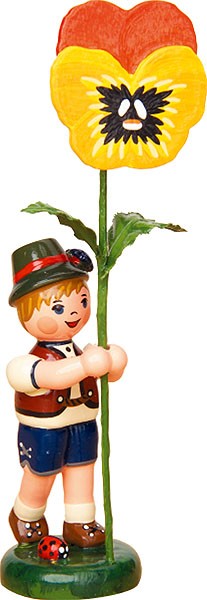 Blumenkind - Junge mit Stiefmütterchen