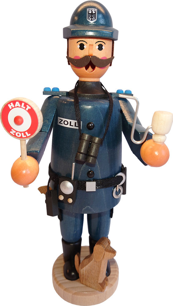 Räuchermann Zöllner mit Hund, blau Räuchermann Zöllner mit Hund, blau