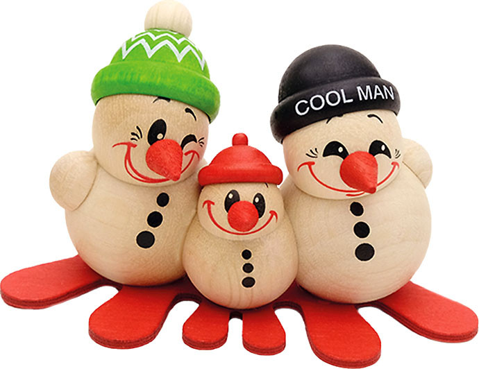 Holzfigur Cool Man - Family auf Ski