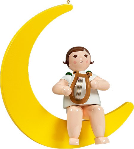 großer Engel auf Mond mit Harfe - hängend, ohne Krone großer Engel auf Mond mit Harfe - hängend, ohne Krone