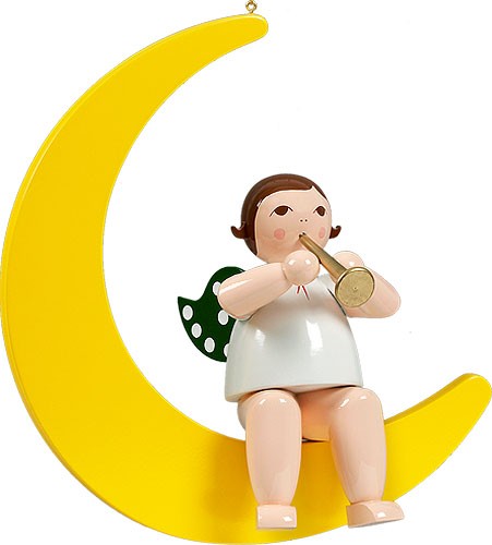 großer Engel auf Mond mit Trompete - hängend, ohne Krone großer Engel auf Mond mit Trompete - hängend, ohne Krone