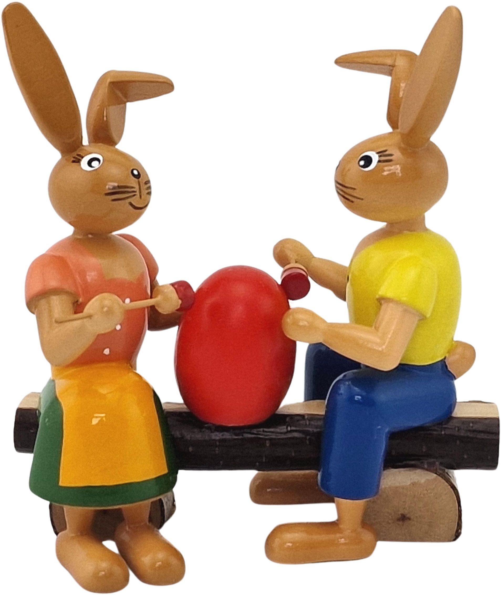 Hasenmalerpaar auf Bank 10 cm