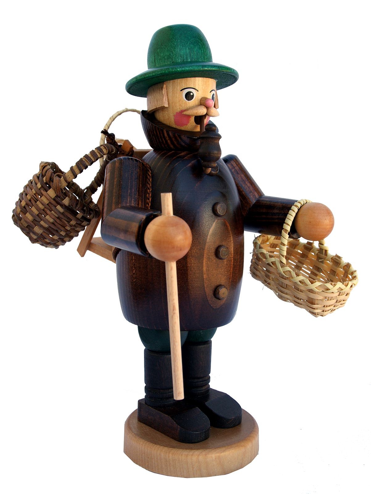 Räuchermännchen Korbhändler mit brauner Jacke Räuchermännchen Korbhändler mit brauner Jacke