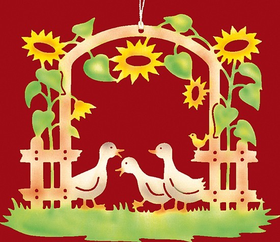 Fensterbild farbig Entenfamilie Fensterbild farbig Entenfamilie