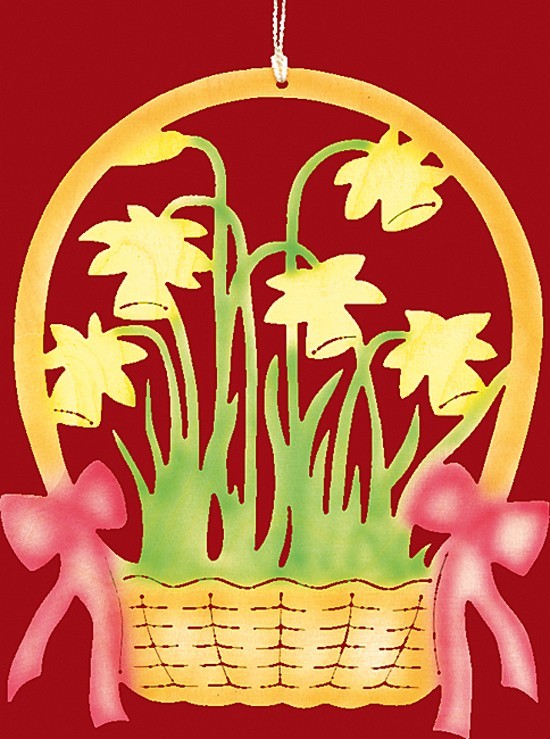 Fensterbild Ostern Narzissenkorb - farbig Fensterbild Ostern Narzissenkorb - farbig