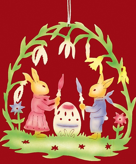 Fensterbild Ostern Hasenmaler - farbig Fensterbild Ostern Hasenmaler - farbig