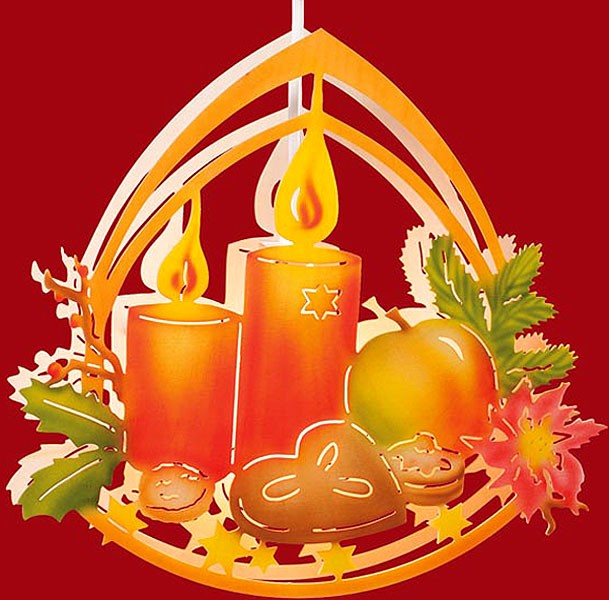 beleuchtetes Fensterbild Adventsschale - farbig