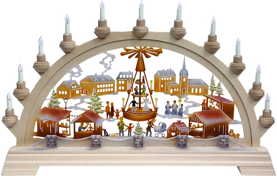 elektr. Schwibbogen Weihnachtsmarkt, farbig elektr. Schwibbogen Weihnachtsmarkt, farbig