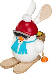 Kugelräucherfigur Ski-Hase