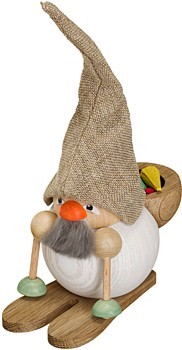 Kugelräucherfigur Waldzwerg auf Ski Kugelräucherfigur Waldzwerg auf Ski