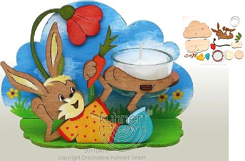 Bastelset Teelichthalter Osterhase liegend