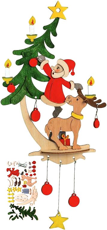 Bastelset Fensterbild Weihnachtsmann mit Elch