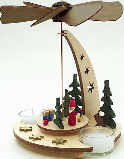 Teelichtpyramide Weihnachtsmann, natur