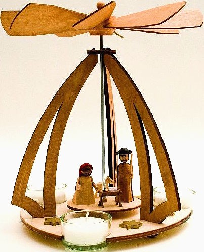 Teelichtpyramide Bogen mit Krippe