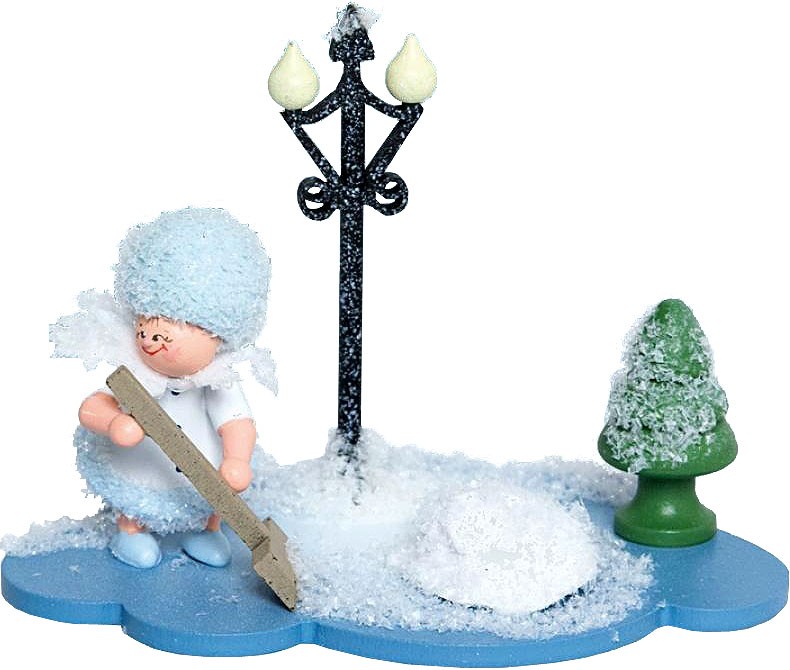 Schneeflöckchen mit Schneeschippe