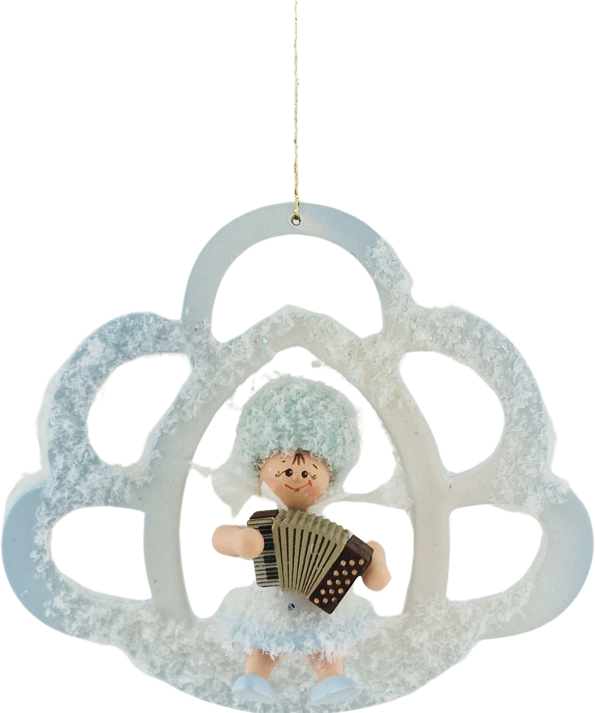 Baumschmuck Schneeflöckchen mit Akkordeon