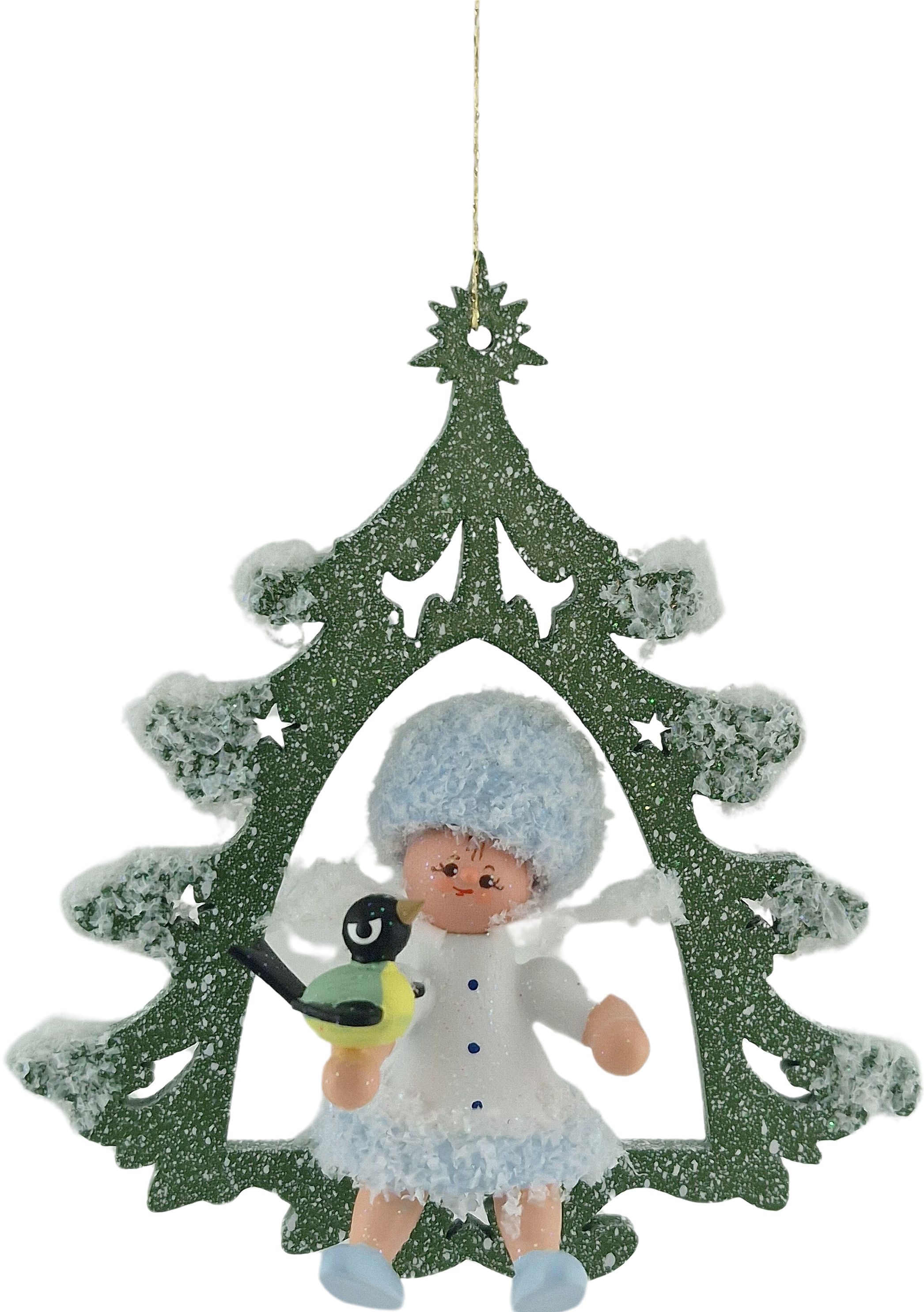 Schneeflöckchen mit Vögelchen Baumbehang