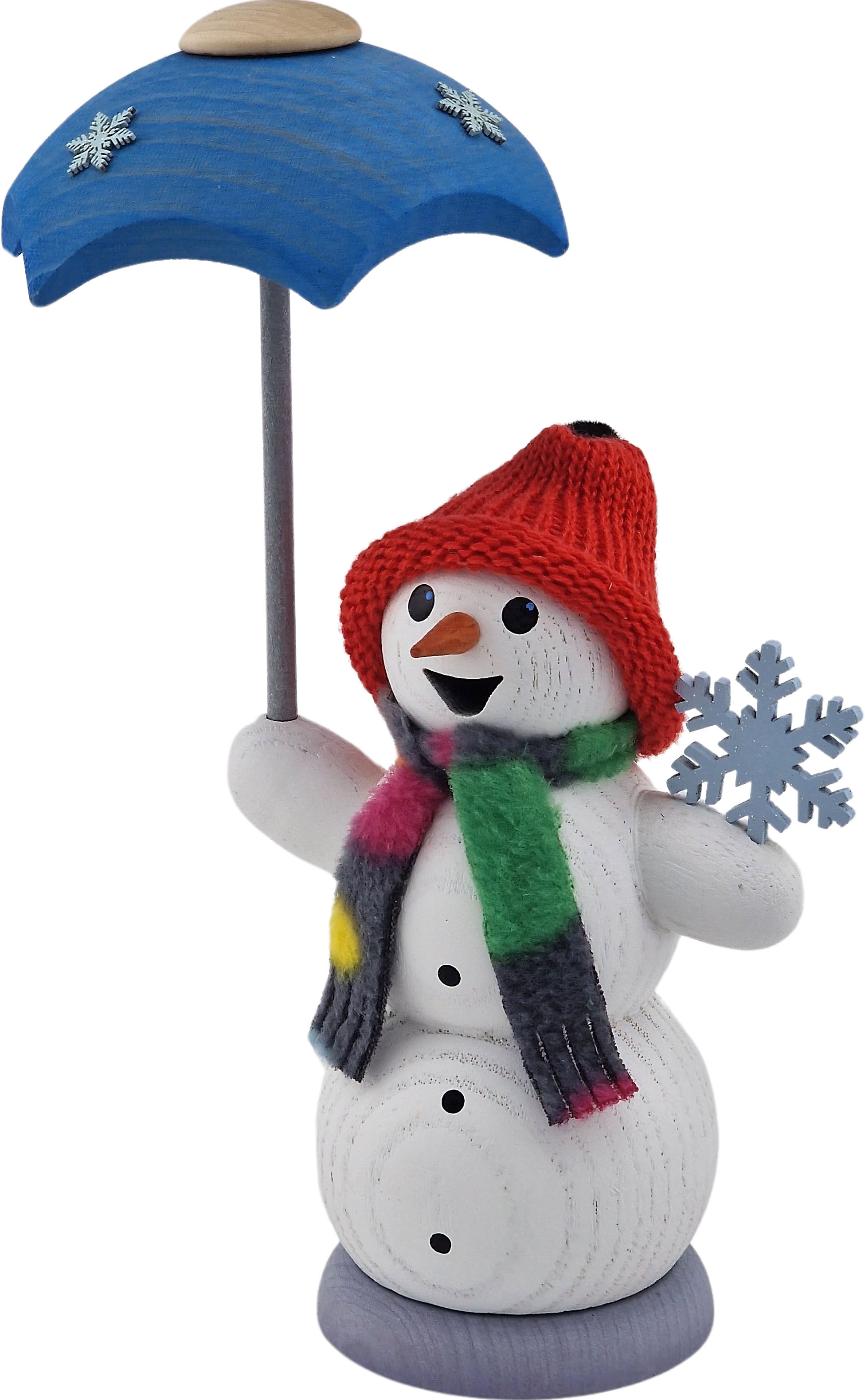 Räuchermann Schneemann mit Schirm
