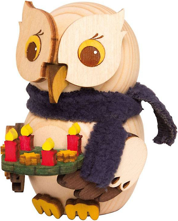 Mini-Eule mit Adventskranz