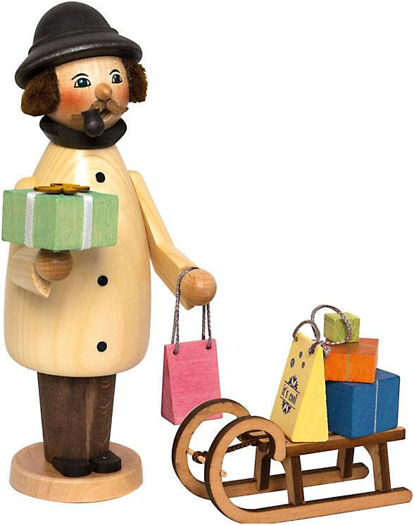 Räuchermann Weihnachtseinkäufer, 17 cm