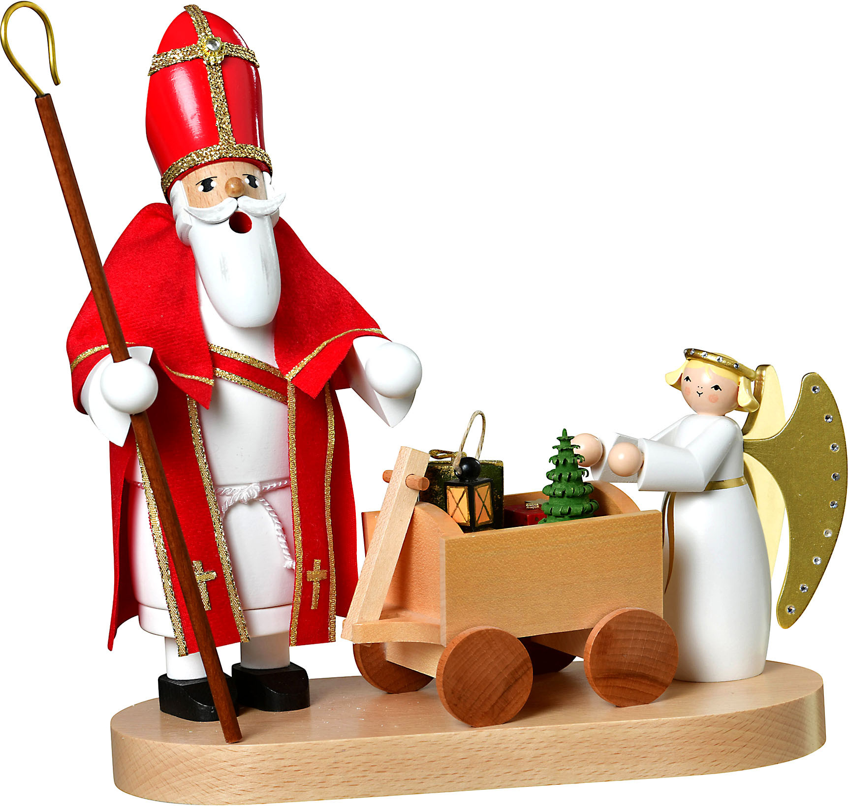 Räuchermann Heiliger St. Nikolaus mit Christkind - Die Bärtigen Räuchermann Heiliger St. Nikolaus mit Christkind - Die Bärtigen