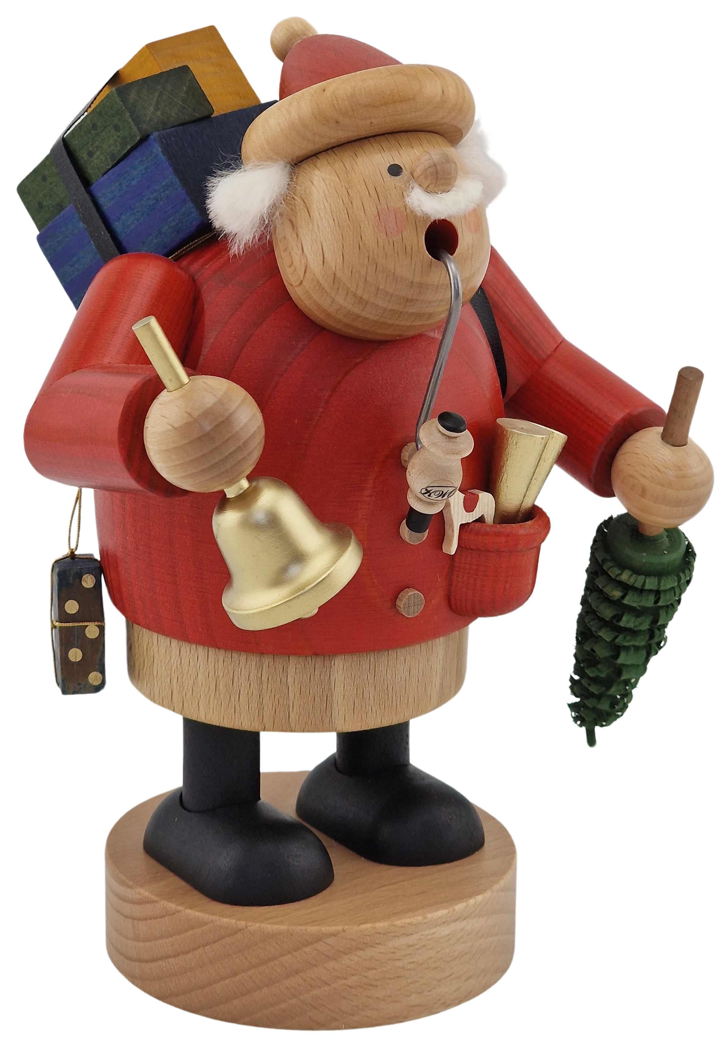 Räuchermännchen Weihnachtsmann mit Geschenken auf dem Rücken