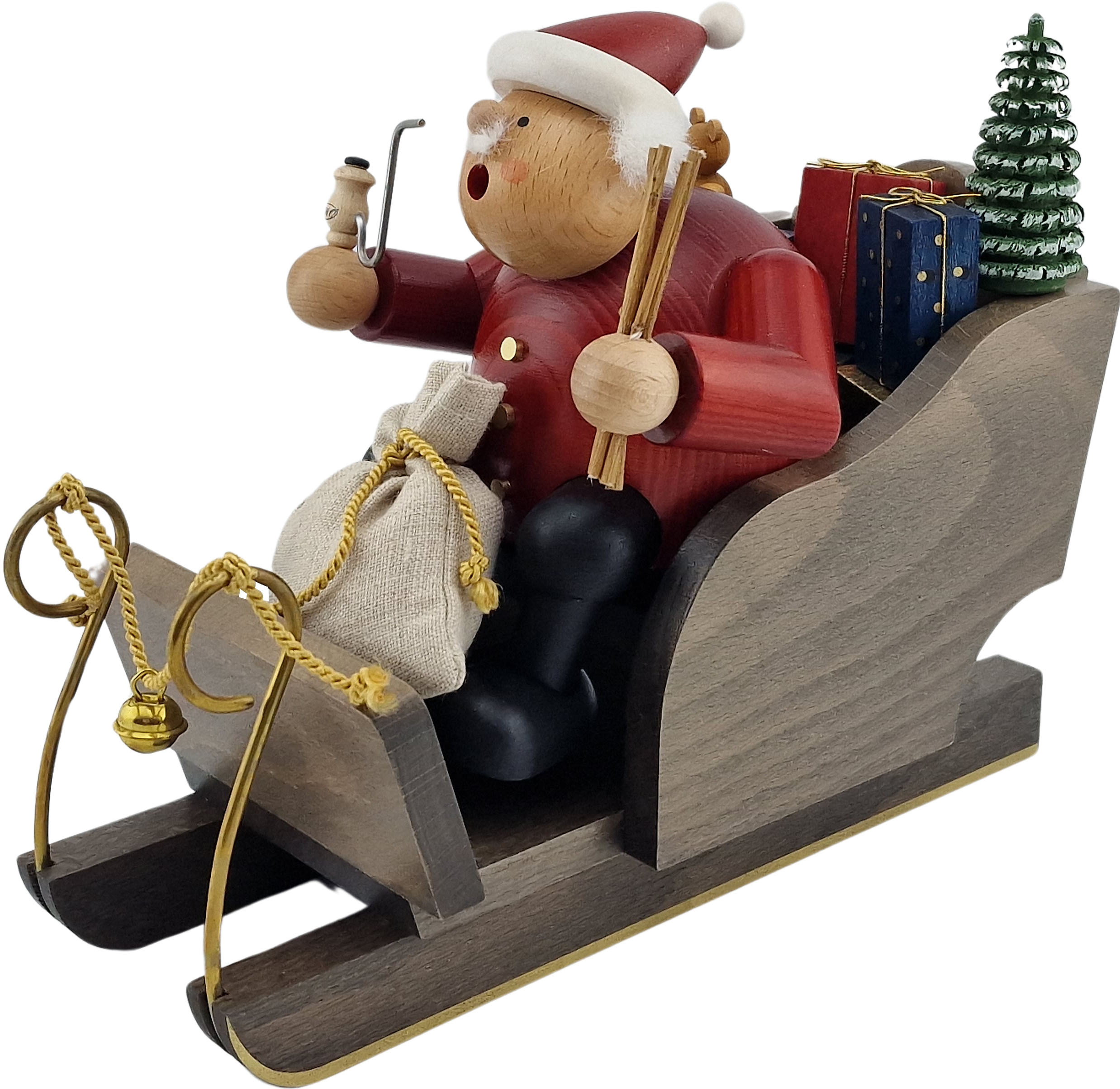 Räuchermännchen Weihnachtsmann mit Schlitten