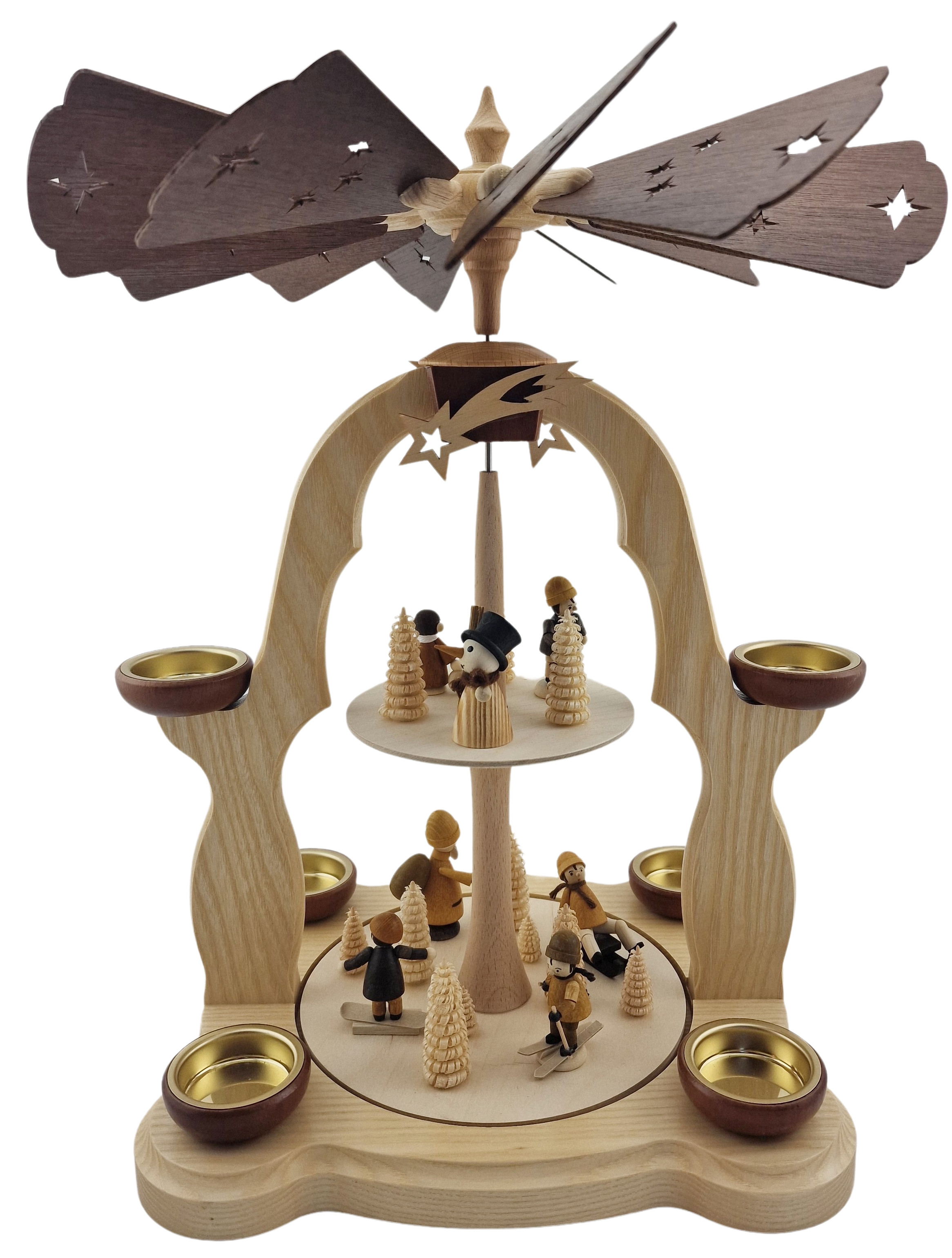 Pyramide Winterkinder mit Teelicht, doppelstöckig