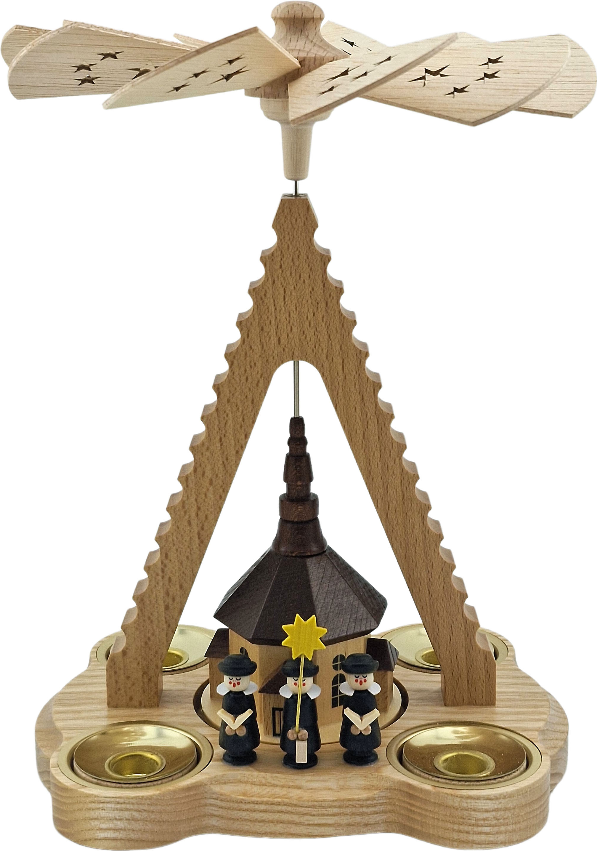 Pyramide Spitze mit Teelicht und Kerze Pyramide Spitze mit Teelicht und Kerze