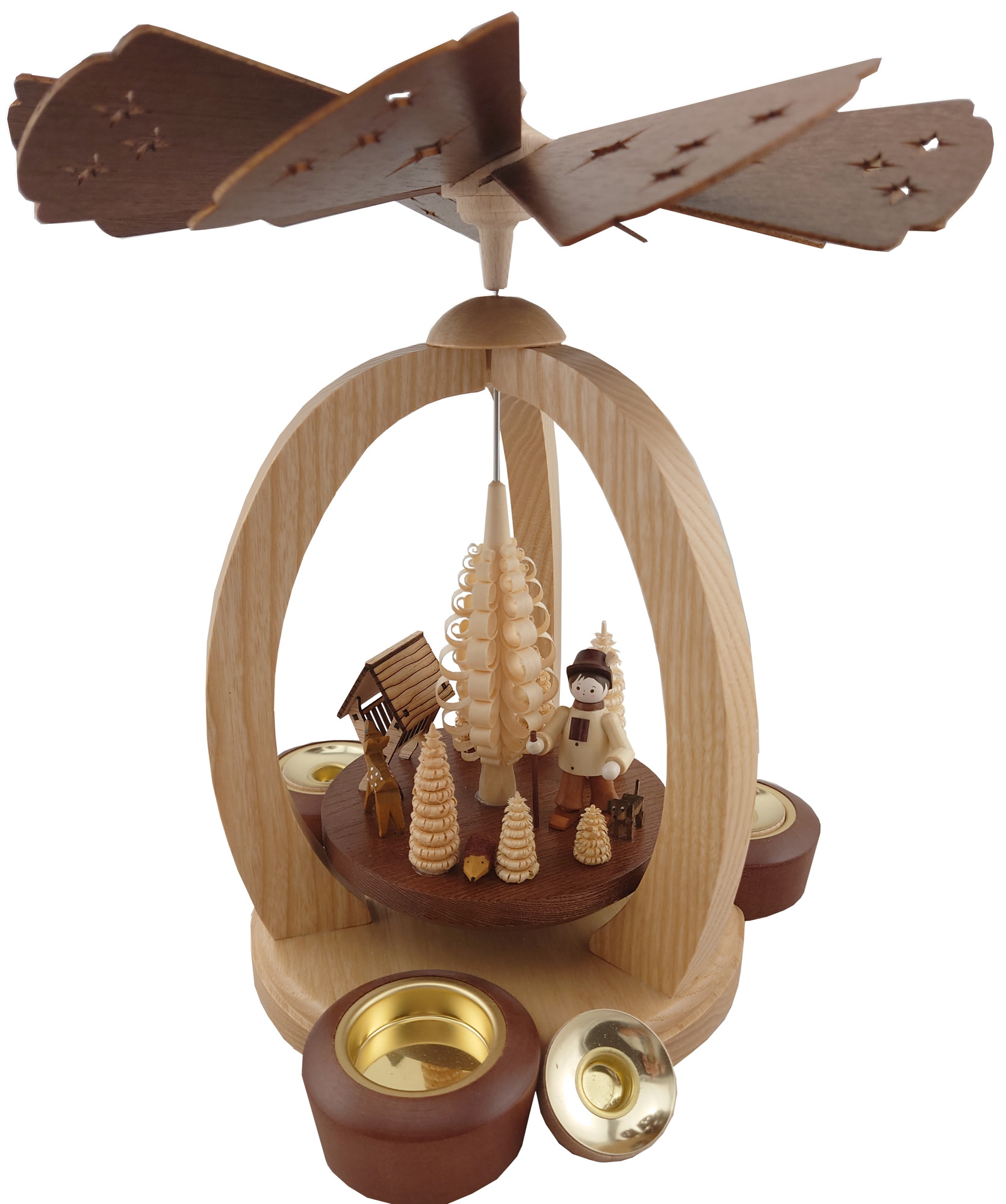 Pyramide mit Förster und Rehe mit Teelicht und Kerze