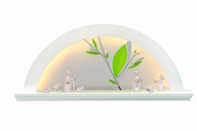 Lichterbogen, Erle weiß, mit Glashintergrund Lichterbogen, Erle weiß, mit Glashintergrund