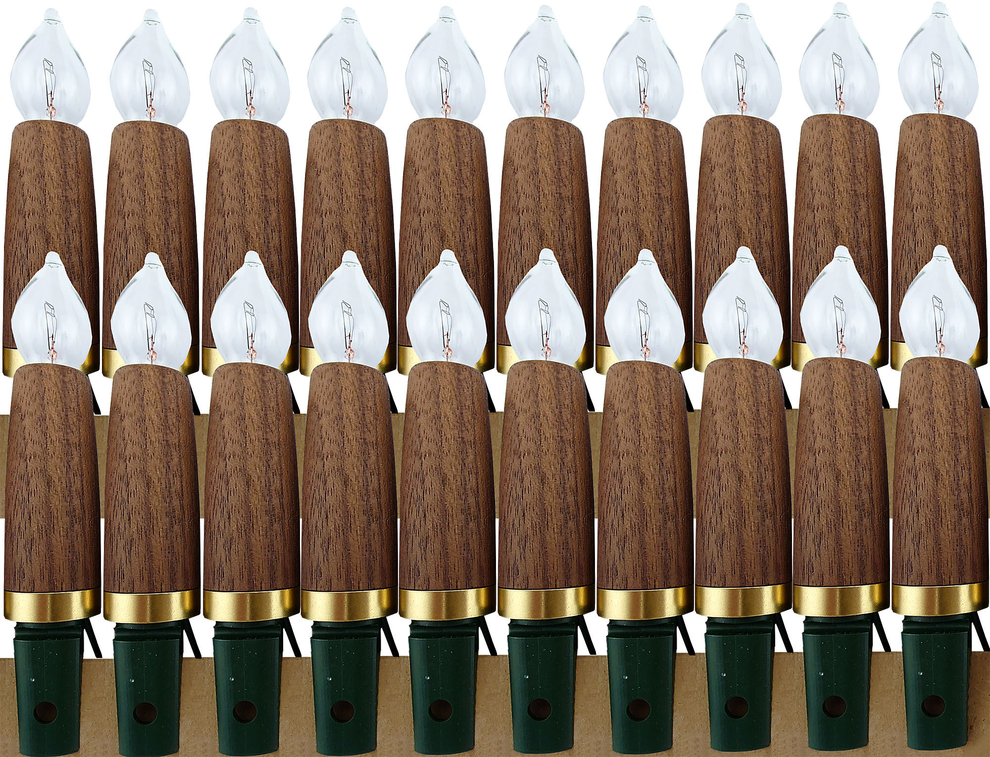 NARVA Lichterkette mit Holzschaft - Nuss, 20-tlg